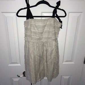 Cream linen textured dress